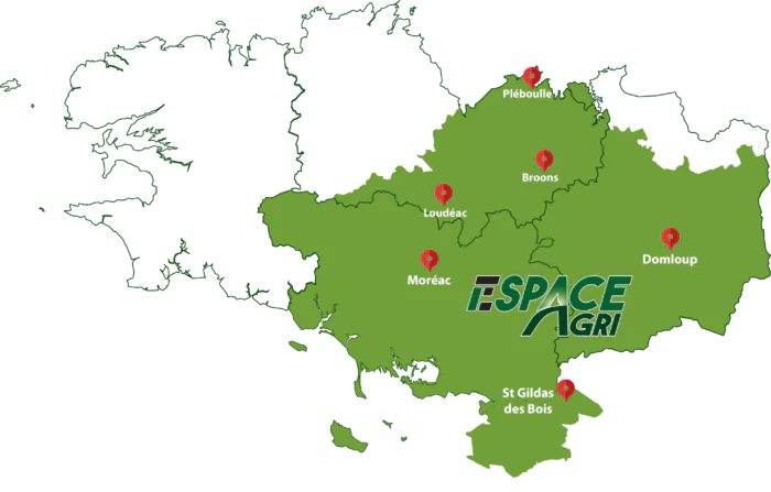Localisation géographique
des concessions Espace agri en Bretagne
